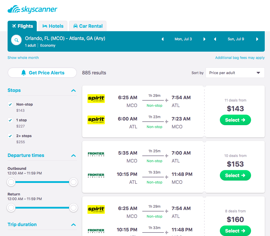 skyscanner.com to find cheap flights